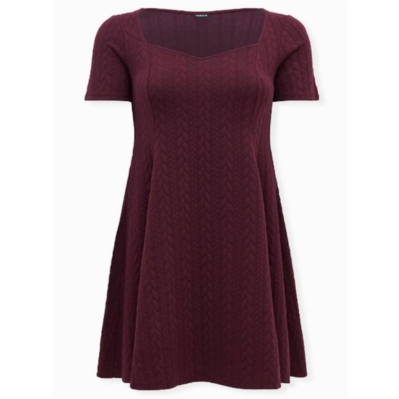 torrid Dresses & Skirts - Torrid 3 Burgundy Purple Cable Knit Fluted Dress